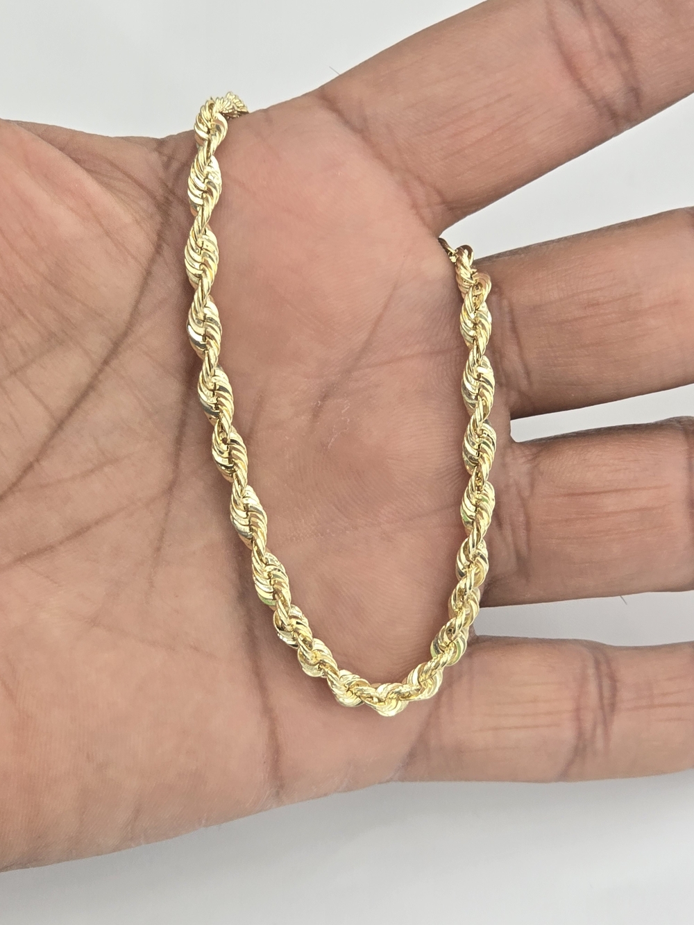 10k Real Gold Rope Bracelet 4mm 8 Inch